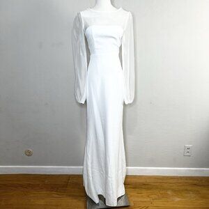 Lulus Maxi Dress Immaculate Romance White Sheer Organza Long Sleeve Size‎ XS NEW